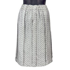 DRIES VAN NOTEN Silk Pleated Office Dot Circles Patterned Grey White Skirt sz 40